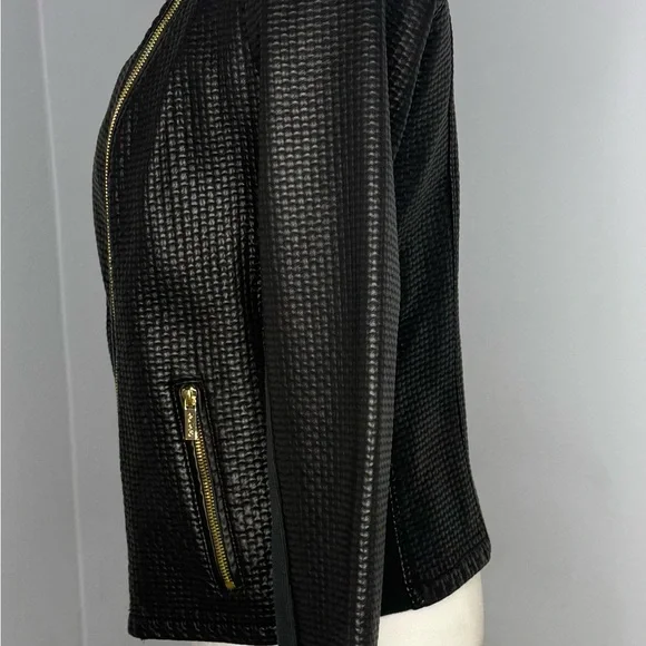 Calvin Klein Black Textured Leather Jacket - Picture 5 of 8